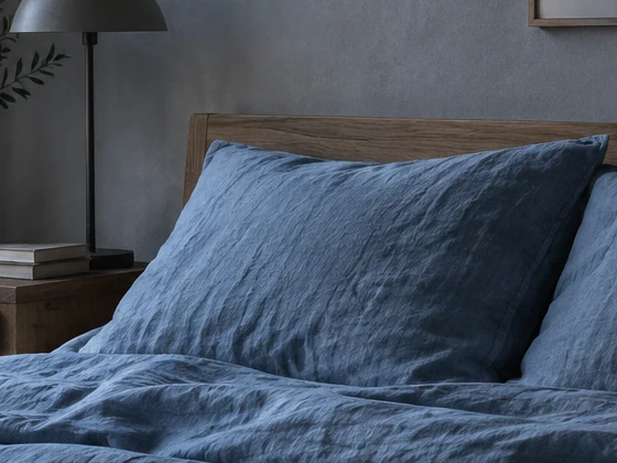 Funda de almohada de lino, Azul niebla