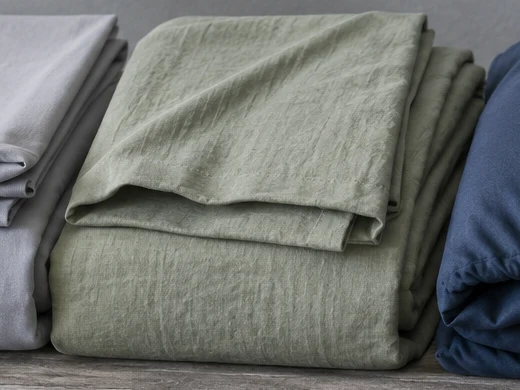 Juego de sábanas de lino lavado, Verde liquen