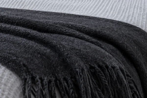 Plaid de lana y algodón, Gris antracita